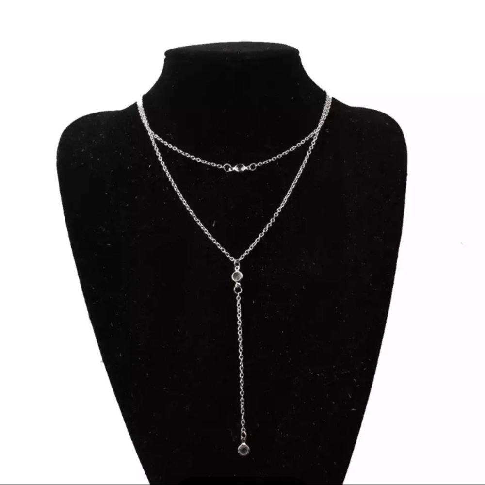 “Evening Romance” Dainty Crystal Layered Necklace - Picture 4 of 8